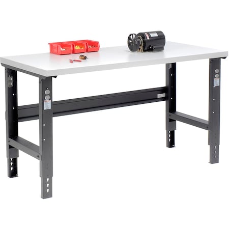 Global Industrial Adjustable Height Workbench, 60 x 30in, Laminate Square Edge, Black 601421BK